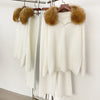 Reality Fur Jacket Pullover Set Woman Spring Knitted Suit Knitwear Female Real Fox Fur Collar Sweater Lady Autumn Knitted