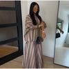 Striped Long Pants Set Color Block Turn Down Collar Three Quarter Sleeve Shirt Wide Leg Bottoms Casual Chic Women Outfits