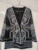 Beaded V-neck Blazers for Women Streetwear Suit Jacket Coat Outerwear Female Clothing