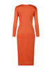 Pleats Please Long Sleeve Round Neck Women Dress Causal Elegant Ladies Clothes