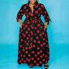 Autumn Dot Print Button Up Plus Size XL-5XL Women Blousers Maxi Dress Vestidos Streetwear Long Dresses Vestidos