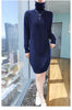 Selling 100% Mink Cashmere Knitted Women's High Neck Pullover Dress Sweater Slim Fit Solid Color Long Women's Dress