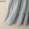 Stylish Ruffled Hem Sweatshirt Dresses Autumn Crew Neck Long Sleeve Solid Color Pullover Robes Femme Maxi Vestidos