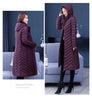 Middle-aged Womens Down Cotton Coat Winter Long Warm Quilted Cotton Jacket Female Casual Hooded Parka Overcoat Purple 5XL