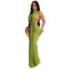 Women O-neck High Split Ruched Stacked Bodycon Midi Maxi Dress Evening Party Club Vestidos Sexy Chic Long Dresses