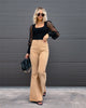 Corduroy Casual Trousers Women Autumn Winter Solid High-waist Flare Pants Lady Slim Black Gray Khaki Orange Long Pants