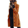 Women's Woolen Coat Outerwears Autumn Winter Warm Female Jackets Single Breasted Turn-down Collar Long Women's Clothes