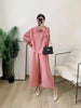 Pleated Suit Set For Women Spring Lapel Top + Fold Wide Leg Pants Two-piece Set Loose Casual Sets Female 2C2174