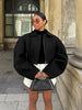 Simple Lapel Cropped Bomber Jackets For Women High Street Long Sleeve Zipper Coats Elegant Casual OL Outerwear