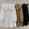 Dresses for Women Ruffles Peter Pan Collar Long Sleeve Oversized Robe Femme A-line Sweet Shirt Dress Vestidos De Mujer