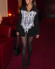 Sexy Lace Patchwork V Neck Slim Coat Long Sleeve Single Breast Cinch Waist Blazer Jackets Female Dinner Street Jacket