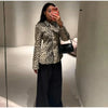 Leopard Print Women's Faux Fur Jacket Stand Neck Full Sleeve Slim Fitted Cropped Coats Female Autumn Winter Vintage Outwear