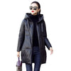 Black PU Leather Coat Hooded Down Cotton Clothes Women's Winter Cocoon-Type Thick Loose Cotton-Padded Jacket Thick Parkas
