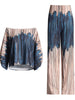Casual Printing Two Piece Sets For Women Slash Neck Lantern Sleeve Tops High Waist Pant Loose Set Female