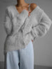Women Knitted Thick Cashmere Wool Cardigan Chic V Neck Single Breasted Long Sleeve Sweater Fall Winter Coat Outwear