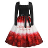 Women's Vintage Christmas Party Dress Long Sleeve Casual Print 50s 60s Elegant Year Celebration Customs