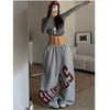 American Retro Letter Print Casual Pants Women Loose High Street Loose Oversize Sports Wide Leg Sweatpants Joggers Jazz Dancer