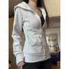 Streetwear Black Hoodie Coat Women's Clothing Hooded Zipper Slim Fit Y2k Jackets Casual Sweatshirts Tops Ropa Mujer