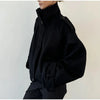 Stand Collar Woolen Bomber Jacket Women Chic Spring Autumn Long Sleeve Pocket Trench Coats Street Zipper Outerwear