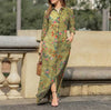 Elegant Printed Dress Lapel Single Breasted Long Sleeved Slim Fitting Dresses Spring Autumn Vintage Women's Clothing