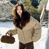 Faux Fur Neck Short Jackets Women Long Sleeve Ruff Thicken Loose Outerwear Female Autumn Winter Chic Daily Coats