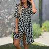 Elegant Women's Loose Dresses Spring Autumn Casual Leopard Print Shirt Dress Herbst Kleider Vestido Femininos