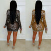 Fall Diamonds See Through O-neck Women Long Sleeve Bodycon Mini Dress Birthday Party Evening Sexy Maxi Dresses