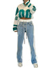 Women Straight Drawstring Waist Wide Leg Pants Jeans Denim Patchwork Sporty Holiday Jogger Sweatpants Trousers