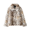 Lady Leopard Print Lapel Fur Coat Women Elegant Single Breasted Loose Jacket Daily Commuting Office Outerwear