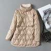 Lagabogy Autumn Winter Women Ultralight White Duck Down Long Jacket Female Single-Breasted Double Sided Puffer Coat