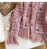 Pink Tassel Fragrant Tweed Suit Coat Female Autumn Winter Thickened Retro Double-Breasted Women Blazers