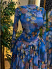 Women Paisley Printed Big Swing Ruffles A-line Mesh Maxi Dress Parties Vacation Education Long Dresses Vestidos