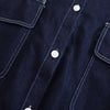 Blue Denim Tops for Women Spring and Autumn Asymmetrical Loose Design Pocket Casual Jacket