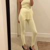 Women Casual Y2K Elastic High Waist Slim Fit Long Trousers Ribbed Knitwear Tight Step on Foot Leggings Sporty Pants