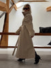 Casual Women Solid Loose Long Trench Coat with Belt Chic Stand Collar Double Breasted Oversize Long Jacket Autumn Outerwear
