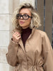 Stand Collar Drawstring Waist Trench Jacket Female Commute Long Sleeves Casual Women's Mid-Length Trench Coat