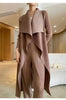 Pleated Long Trench Thin Temperament Solid Color Big Lapel Open Stitch Coat Female Coat Autumn 2C785