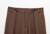 Spring Office Lady Elegant Brown Women Suit Casual Sashes Oversized Shrug Blazer Chic Zipper Long Pant