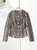 O-neck Leopard Short Faux Fur Coats Women Full Sleeve Button Waist Cinching Autumn Winter Jacket Designer Outerwears