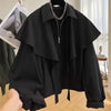 Cloak Shawl Casual Short Coat Women's Spring Autumn Korean Loose Long-Sleeved Windbreaker Female Outwear Tops