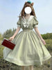 Japanese Sweet Lolita Style Women Dress Cute Bow Puff Sleeve Cosplay Patchwork Dresses Kawaii Girl Y2k Robe Vestido