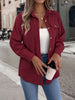 Autumn Winter Casual Single Breasted Pocket Jacket Solid Color Long Sleeve Corduroy Coats for Women Khaki Pink Red