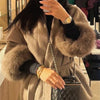 Elegant Lace Up Woolen Coat Women Furry Lapel Fur Patchwork Belt Loose Short Jacket Female Lady Autumn Winter Cardigans