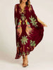 Spring V-neck A-line Dress Animal Pattern Printed Loose Dress Retro Women's Dress