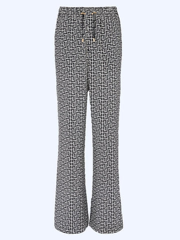 Hight Street Designer Trousers Women's Monogram Printed Drawstring Straight Pants