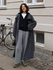 Retro Solid Stand Collar Long Tweed Coat Women Large Lapel Single Breasted Coats With Belt Lady Chic Street Outwear