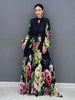 Printed Dress For Women O-neck Draped Lace Up Waist A-line Casual Vestido Robe Female Autumn 5R5279
