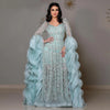 Plus Size Long Sleeve Evening Dress Arabic Women's Beaded Tiered Ruffles Elegant Party Gowns SS410 Customized