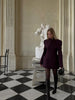 Chic Burgundy Blazer Mini Dress Women Full Sleeve Waist Cinching Slim Short Dresses Lady Daily Commute Vestidos