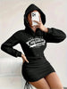 Women's Casual Long Sleeved Solid Color Pattern Short Hooded Dress Short Skirt, Suitable for Daily Outdoor Wear